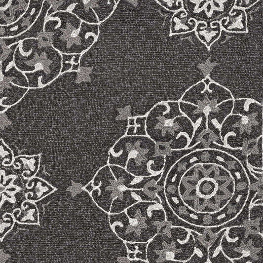 3' X 5' Charcoal Vintage Floral Area Rug