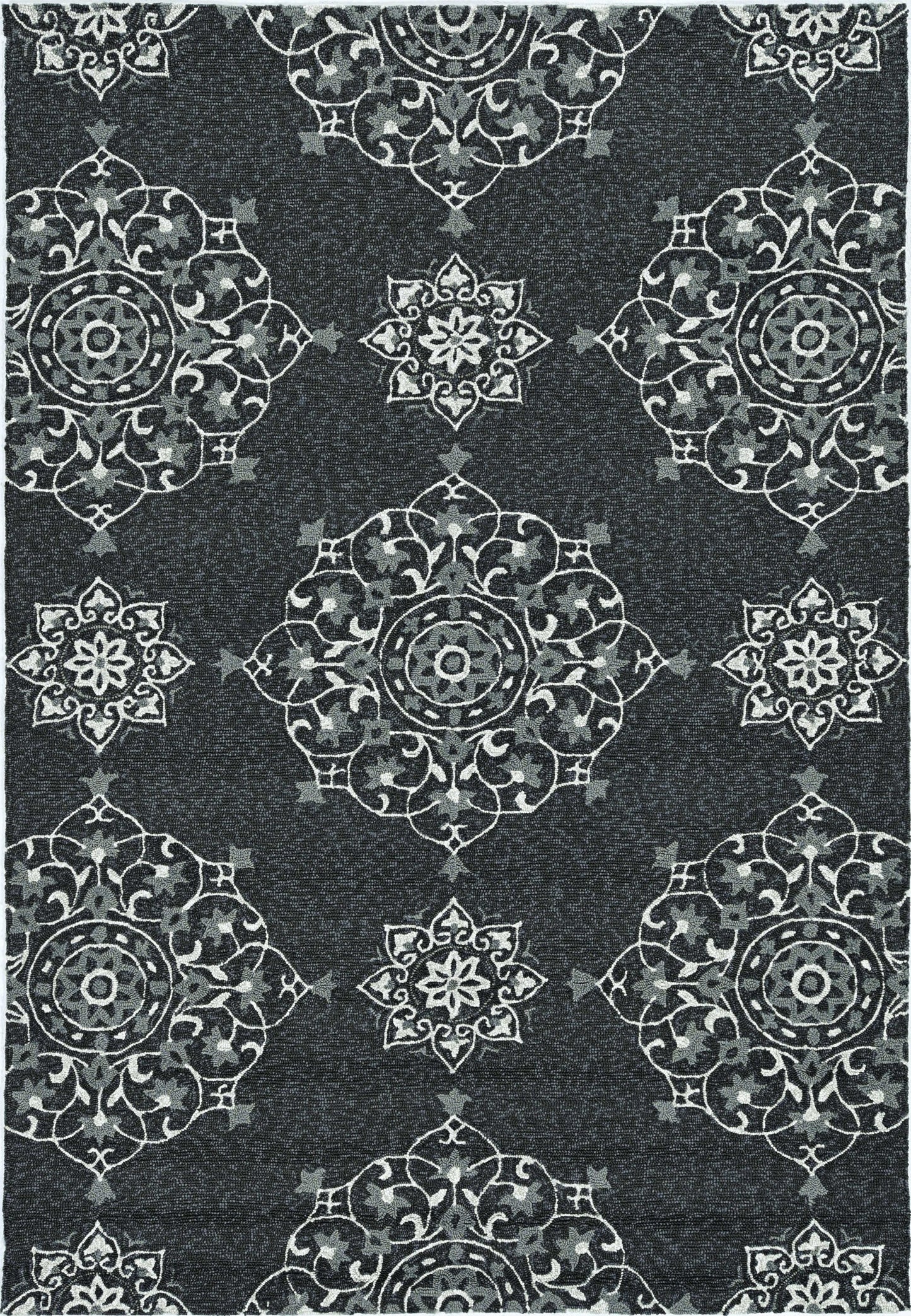 3' X 5' Charcoal Vintage Floral Area Rug