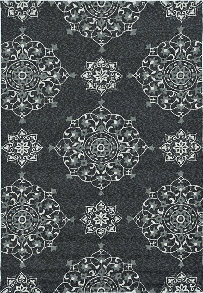 3' X 5' Charcoal Vintage Floral Area Rug