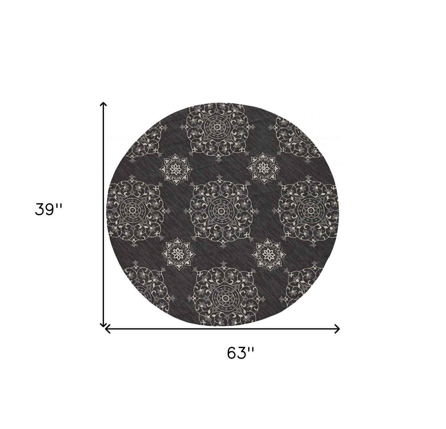 3' X 5' Charcoal Vintage Floral Area Rug