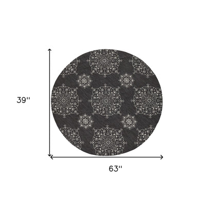 3' X 5' Charcoal Vintage Floral Area Rug