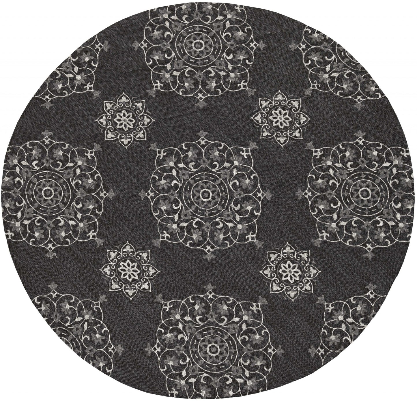 3' X 5' Charcoal Vintage Floral Area Rug