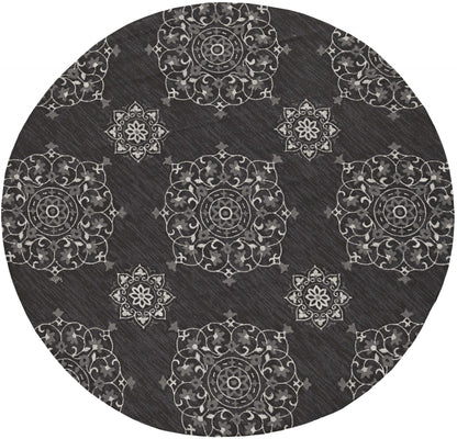 3' X 5' Charcoal Vintage Floral Area Rug