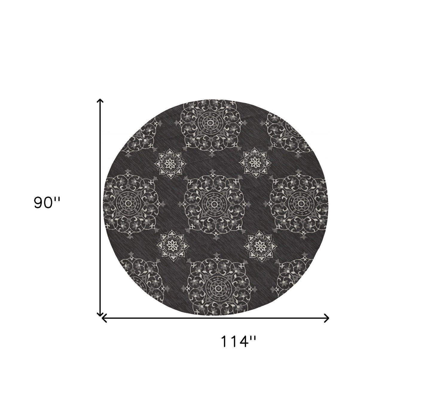 3' X 5' Charcoal Vintage Floral Area Rug