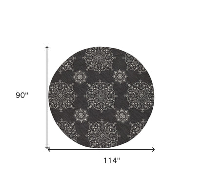 3' X 5' Charcoal Vintage Floral Area Rug