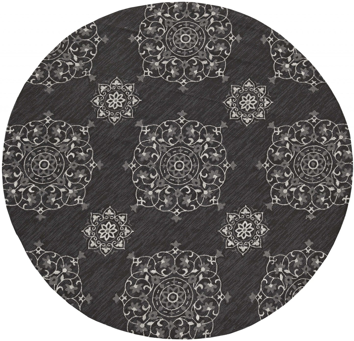 3' X 5' Charcoal Vintage Floral Area Rug