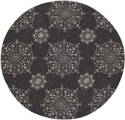 3' X 5' Charcoal Vintage Floral Area Rug