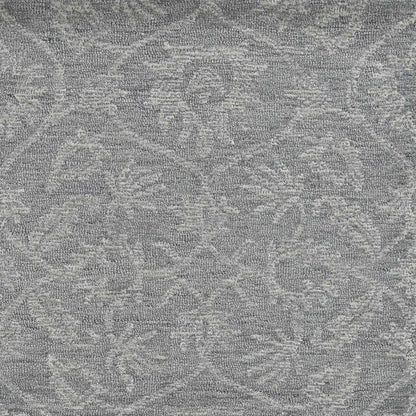 5' X 7' Grey Floral Vines Wool Indoor Area Rug