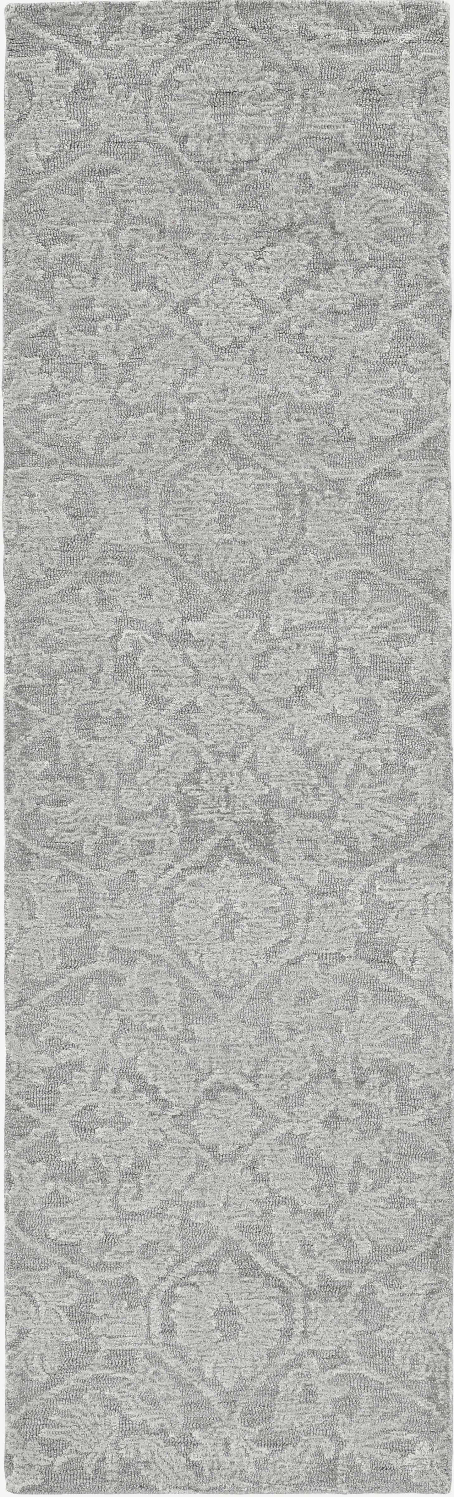 5' X 7' Grey Floral Vines Wool Indoor Area Rug