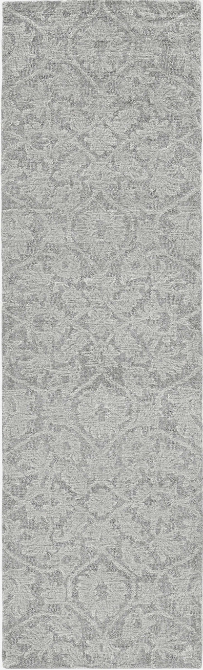 5' X 7' Grey Floral Vines Wool Indoor Area Rug
