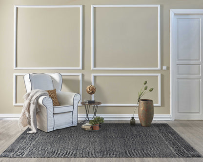 108 X 156 Grey Or  Black Wool Rug