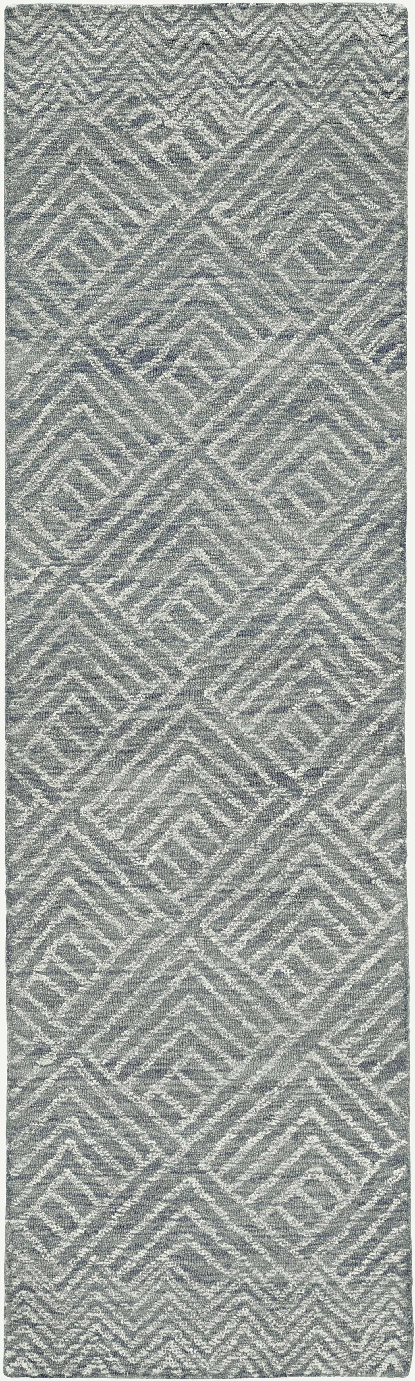 5'X7' Denim Blue Hand Tufted Space Dyed Geometric Indoor Area Rug
