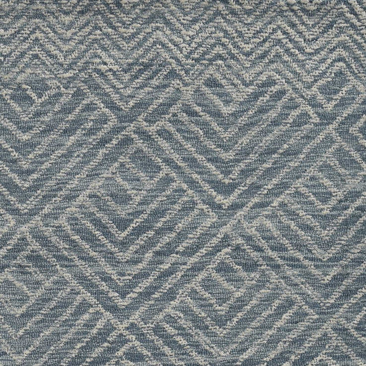 5'X7' Denim Blue Hand Tufted Space Dyed Geometric Indoor Area Rug