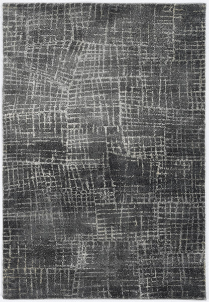 5'X8' Grey Machine Woven Abstract Scratch Indoor Area Rug