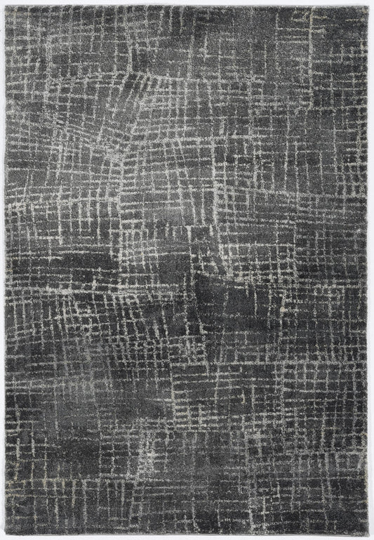 5'X8' Grey Machine Woven Abstract Scratch Indoor Area Rug
