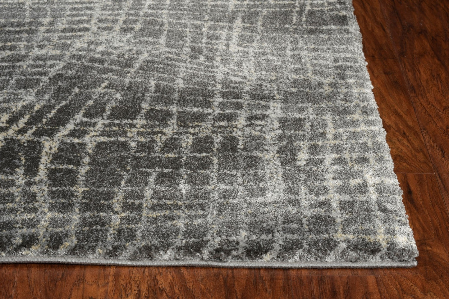 5'X8' Grey Machine Woven Abstract Scratch Indoor Area Rug