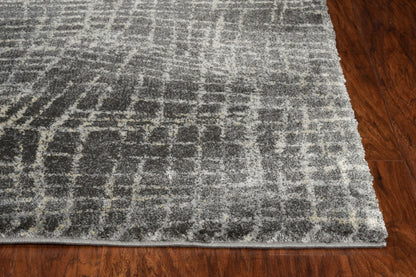 5'X8' Grey Machine Woven Abstract Scratch Indoor Area Rug