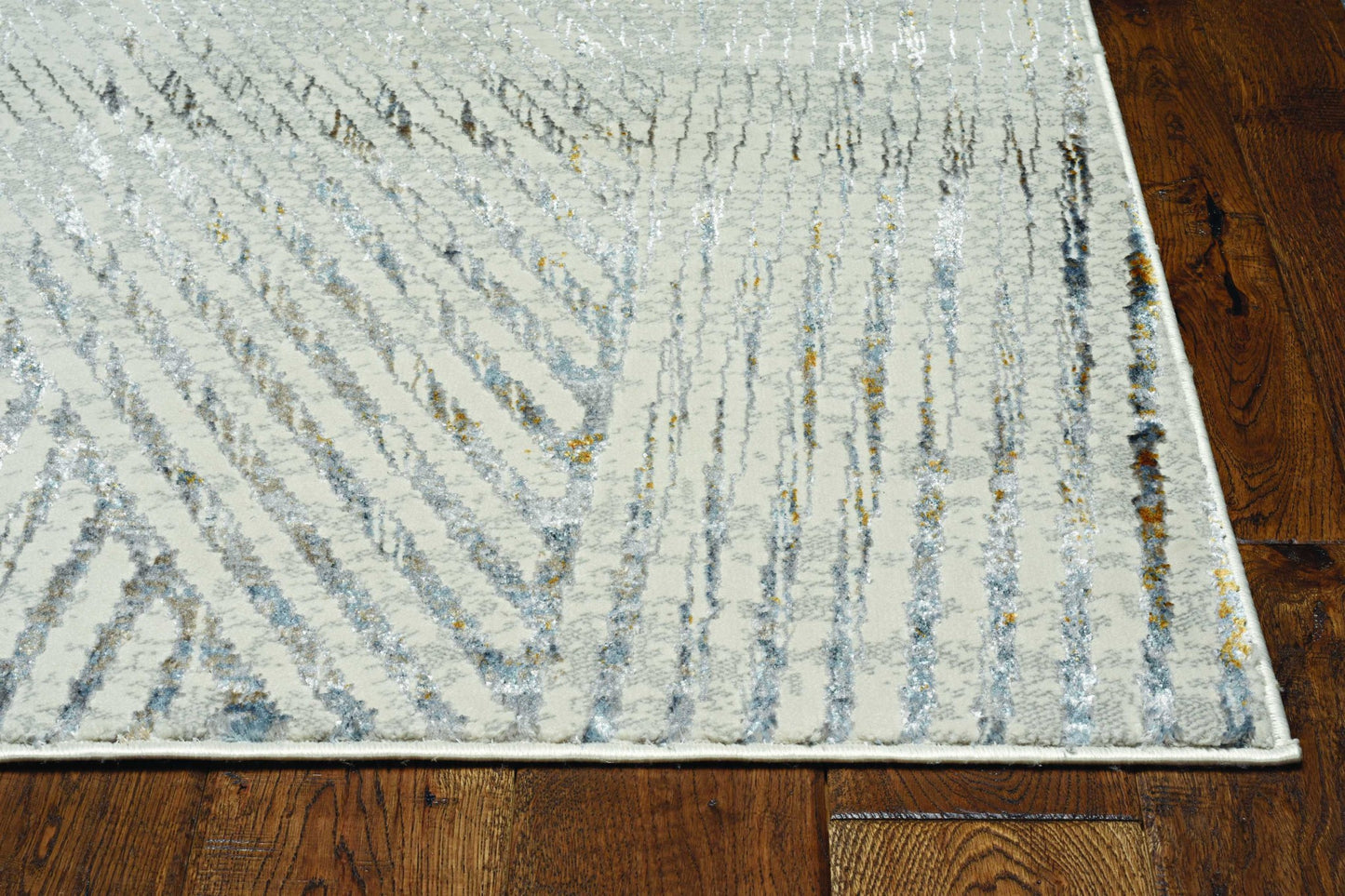 5'X8' Ivory Grey Machine Woven Geometric Lines Indoor Area Rug