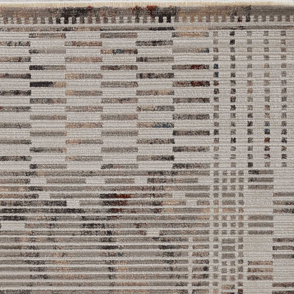 2' X 8' Natural Geometric Bars Runner Rug