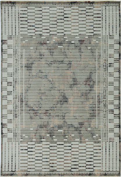2' X 8' Natural Geometric Bars Runner Rug