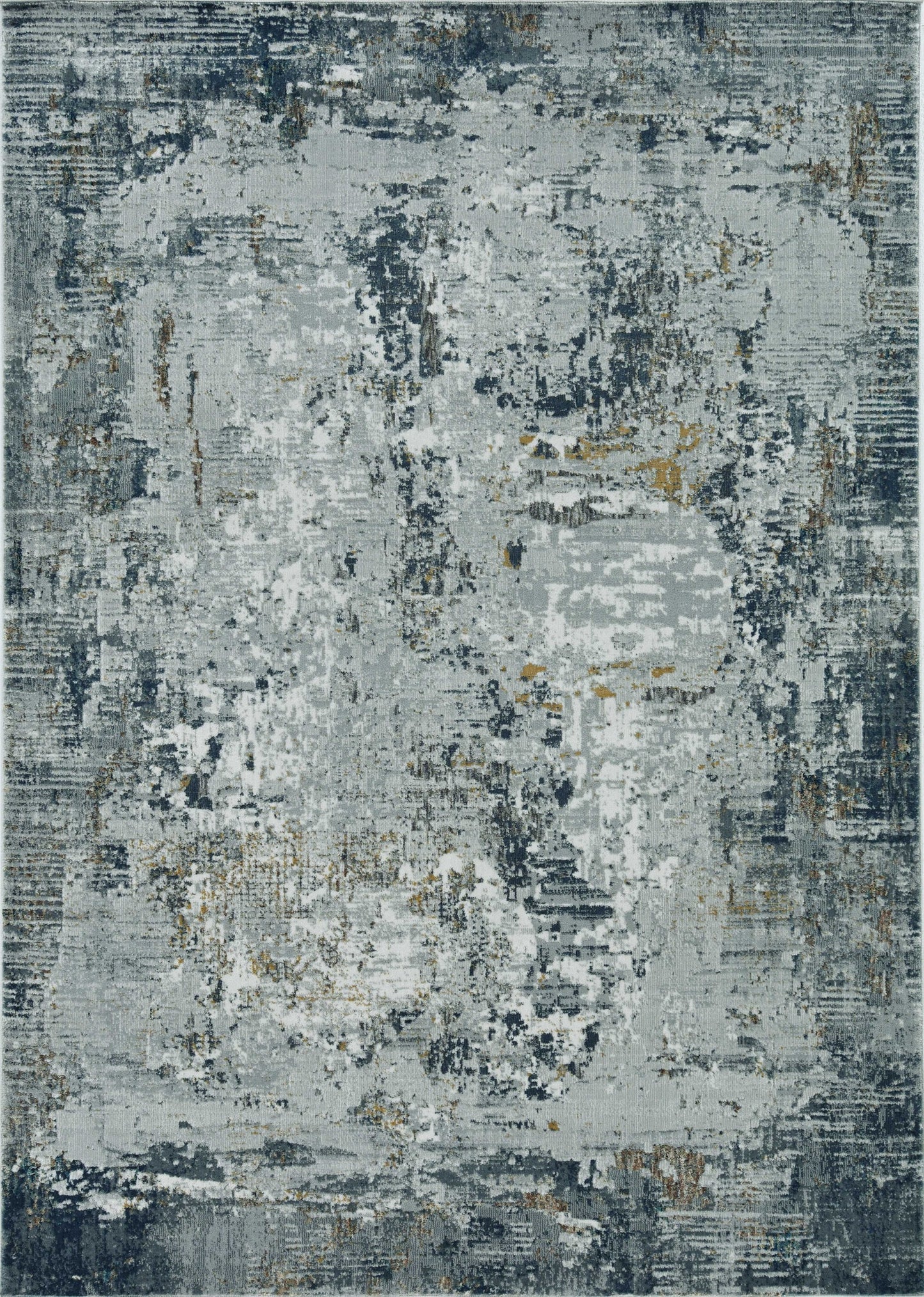 3'X5' Grey Machine Woven Abstract Brushstrokes Indoor Area Rug