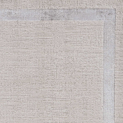 5'X8' Ivory Silver Machine Woven Bordered Indoor Area Rug