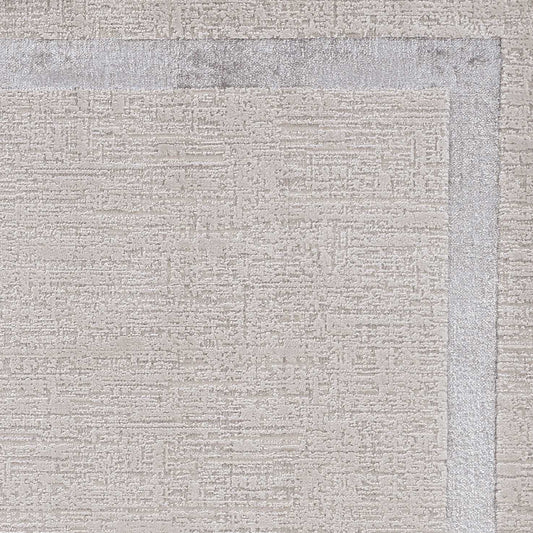 5'X8' Ivory Silver Machine Woven Bordered Indoor Area Rug