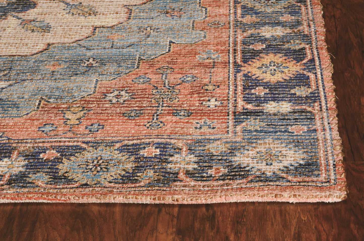 7'X12' Blue Hand Woven Traditional Medallion Indoor Area Rug