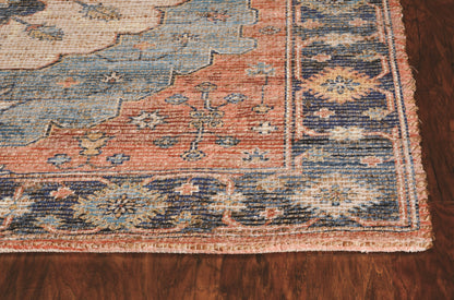 7'X12' Blue Hand Woven Traditional Medallion Indoor Area Rug