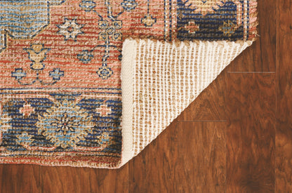 7'X12' Blue Hand Woven Traditional Medallion Indoor Area Rug