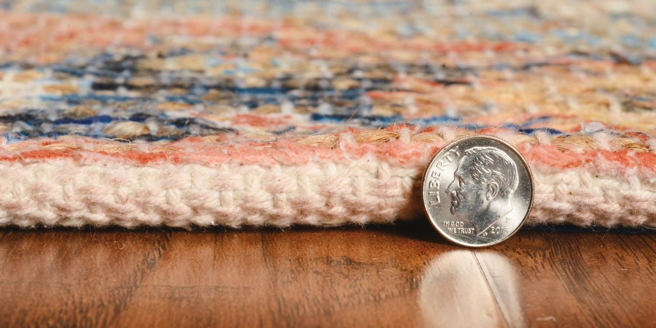 7'X12' Blue Hand Woven Traditional Medallion Indoor Area Rug
