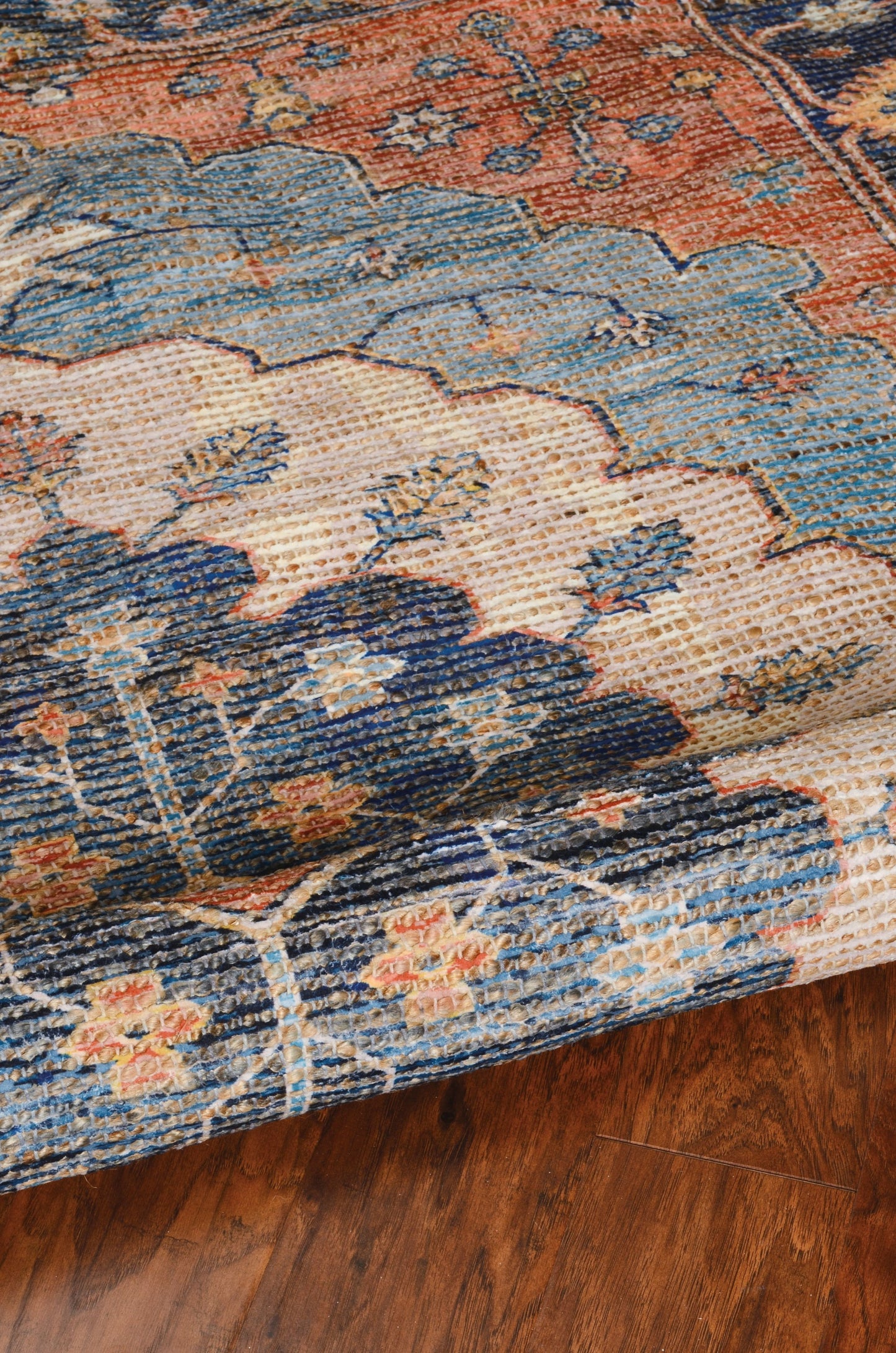 7'X12' Blue Hand Woven Traditional Medallion Indoor Area Rug