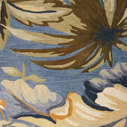 5'X7' Blue Rust Orange Hand Woven Diamond Medallion Indoor Area Rug