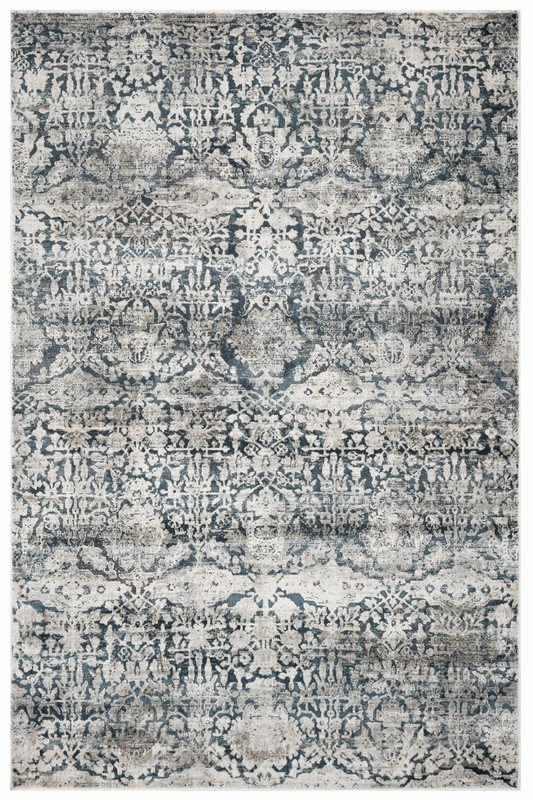 3'X5' Teal Machine Woven Floral Traditional Indoor Area Rug