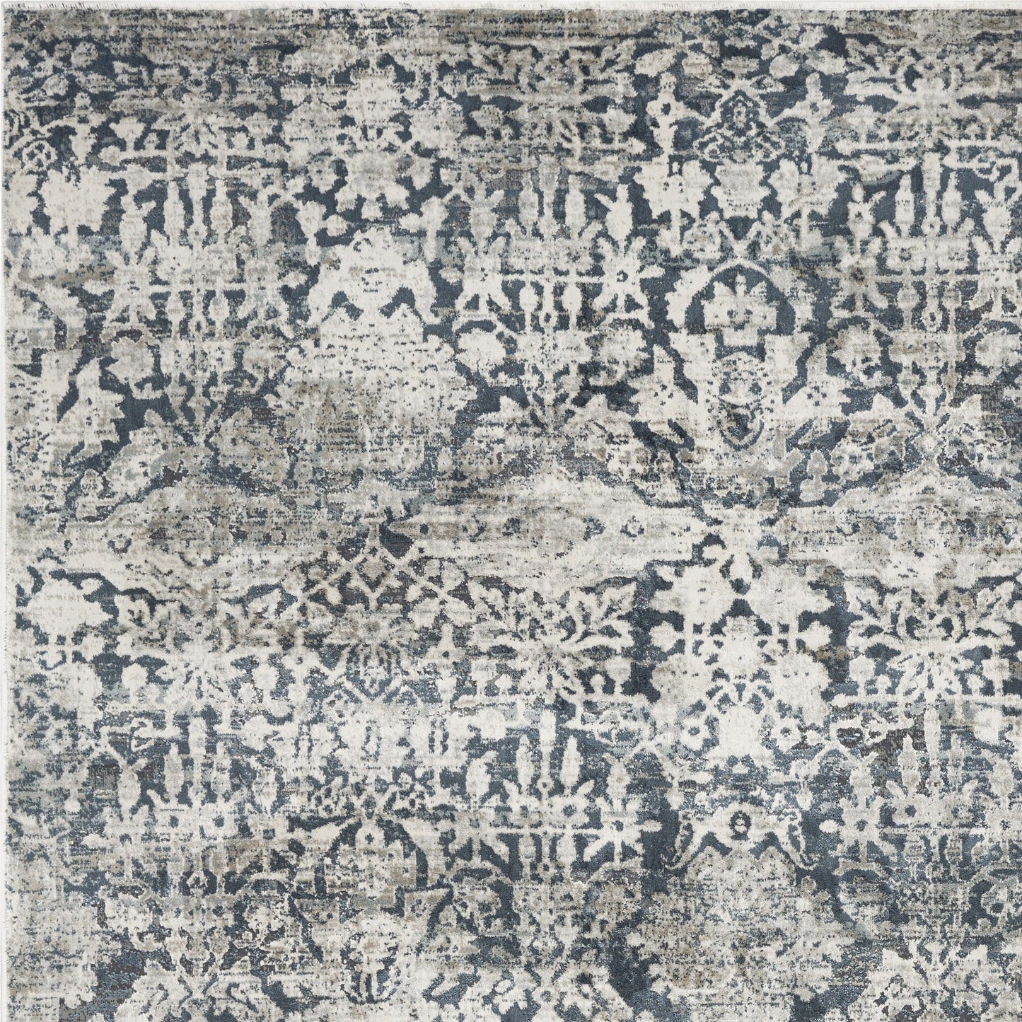 3'X5' Teal Machine Woven Floral Traditional Indoor Area Rug
