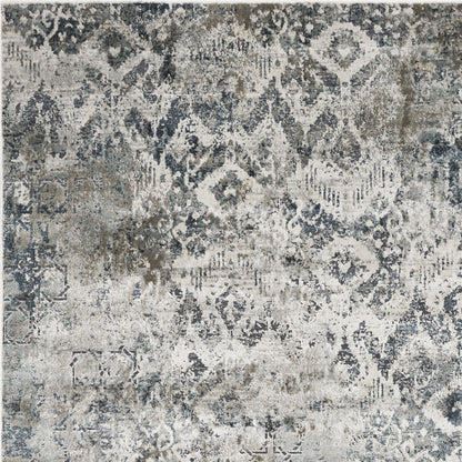 8' Teal Machine Woven Distressed Traditional Indoor Runner Rug