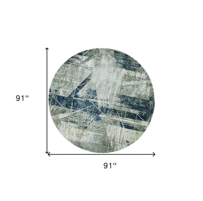 3'X5' Grey Blue Machine Woven Abstract Geometric Indoor Area Rug