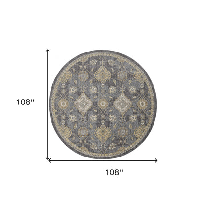 2' X 3' Slate Grey Vintage Wool Accent Rug
