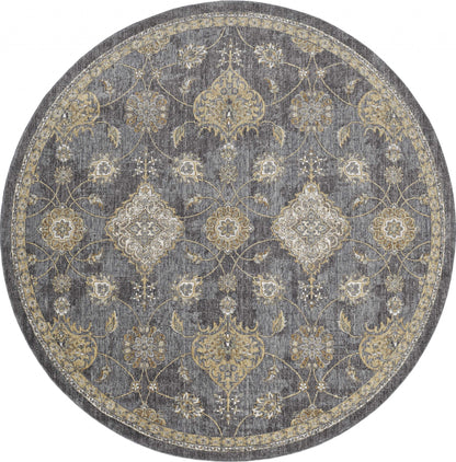 2' X 3' Slate Grey Vintage Wool Accent Rug
