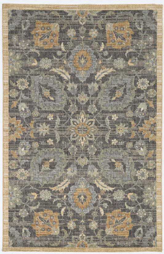 5'X8' Taupe Machine Woven Traditional Indoor Area Rug
