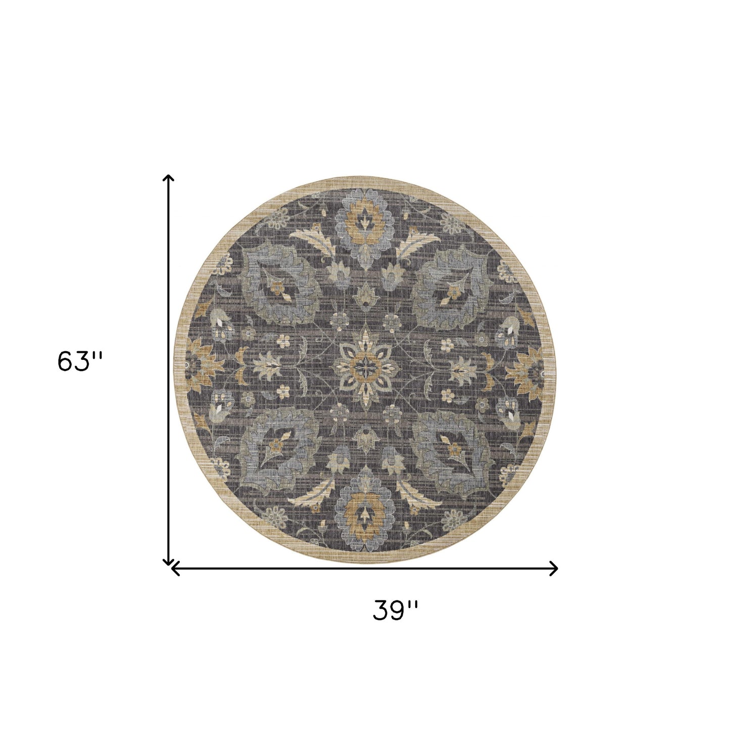 5'X8' Taupe Machine Woven Traditional Indoor Area Rug