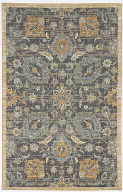 5'X8' Taupe Machine Woven Traditional Indoor Area Rug