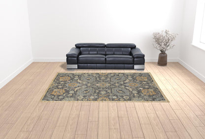 5'X8' Taupe Machine Woven Traditional Indoor Area Rug