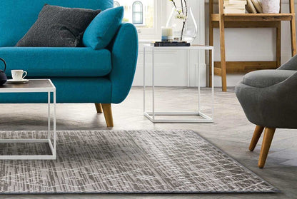 2' X 7' Gray And White Boho Geo Area Rug