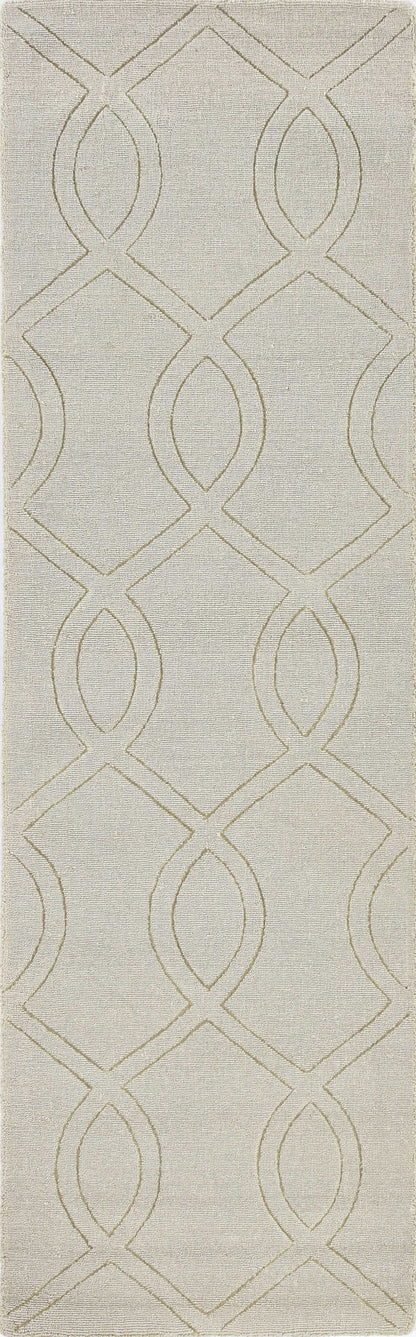8' Seafoam Green Hand Hooked Sea Shells Indoor Runner Rug