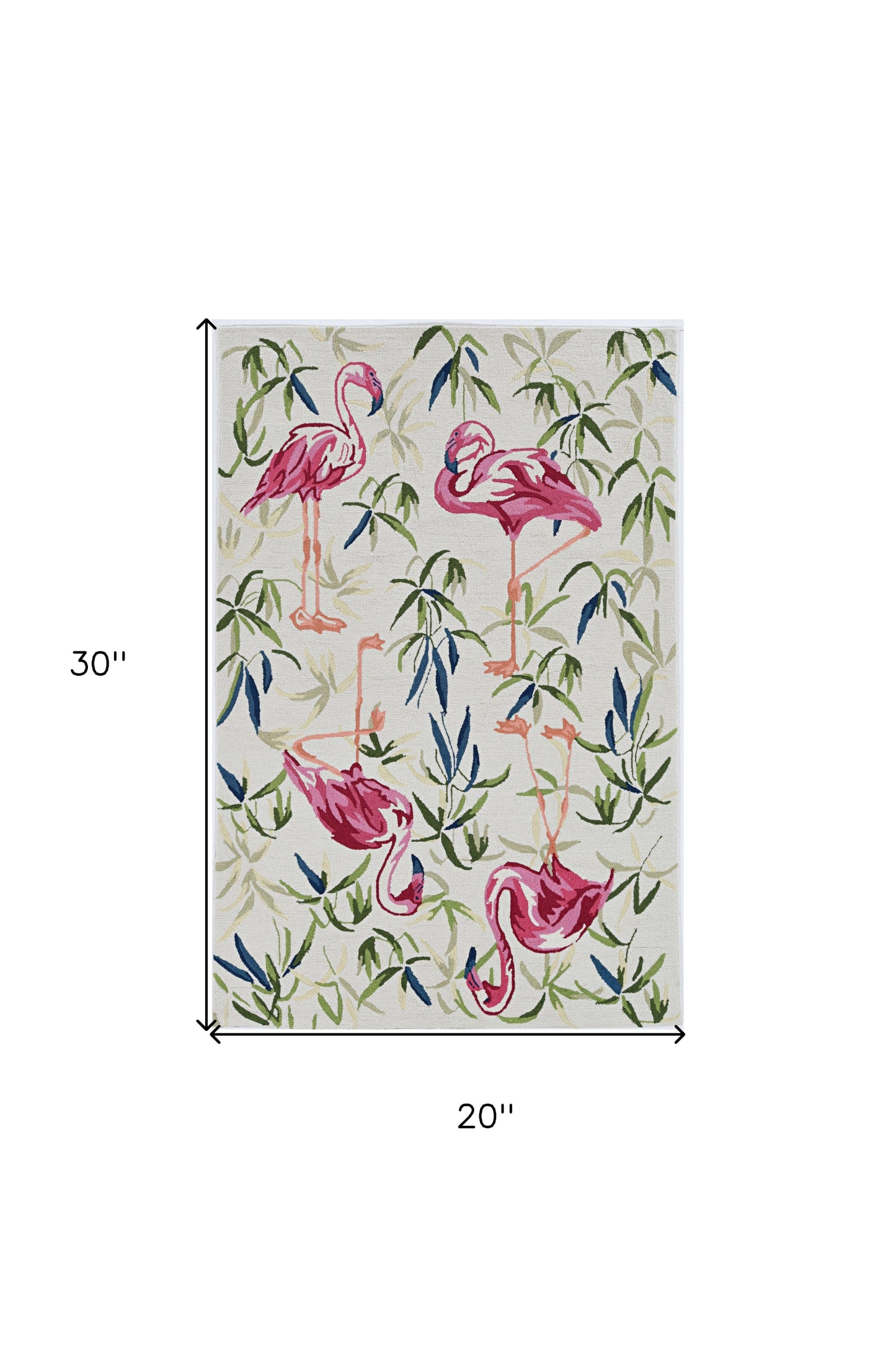 2'X3' Ivory Pink Hand Hooked Flamingo Indoor Accent Rug
