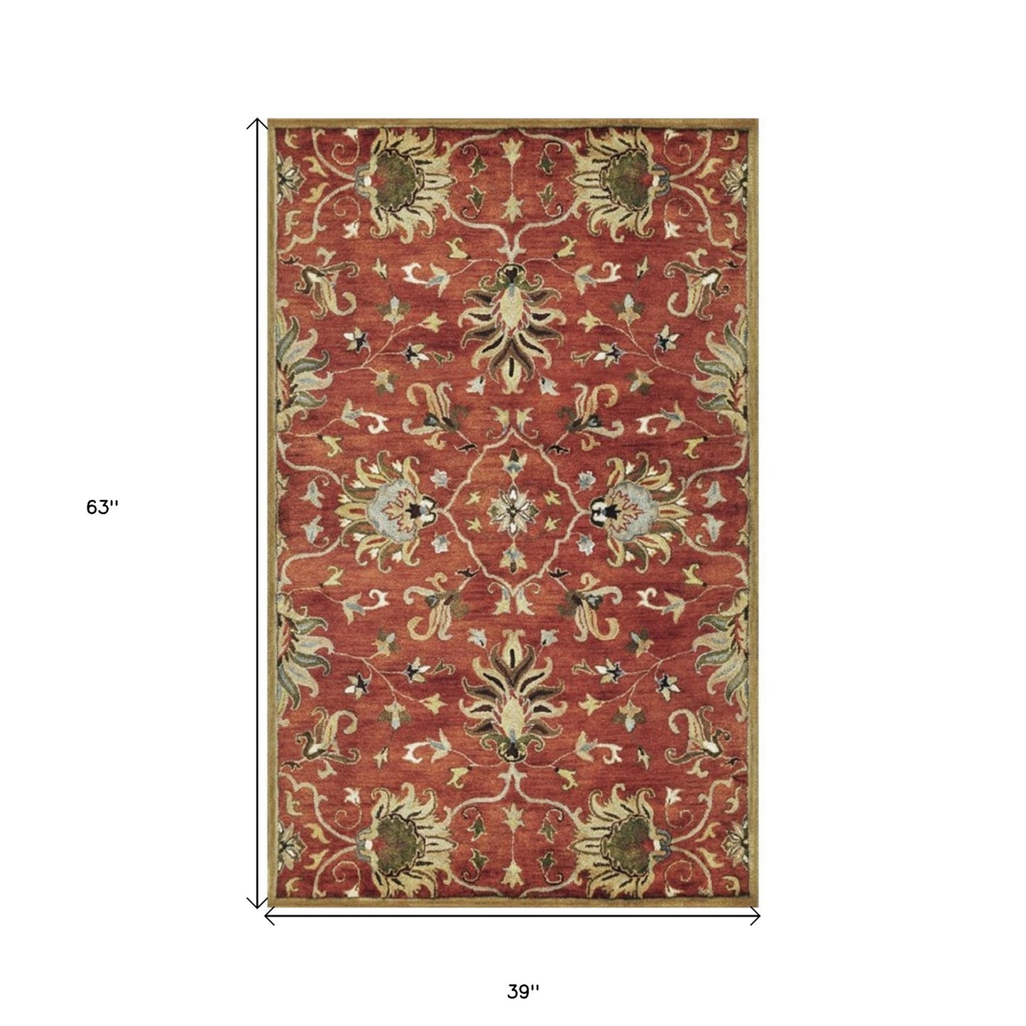 3' X 5' Sienna Medallion Vines Wool Rug