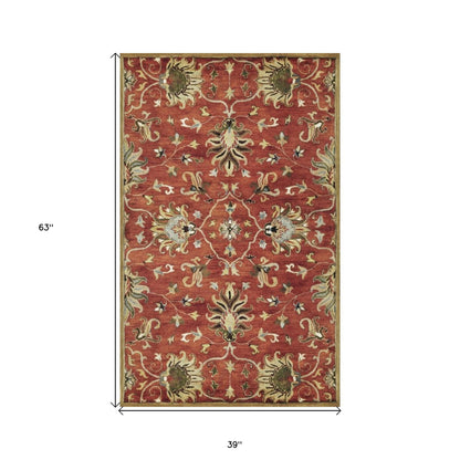 3' X 5' Sienna Medallion Vines Wool Rug