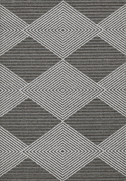 4' X 6' Grey Or Ivory Geometric Diamond Area Rug