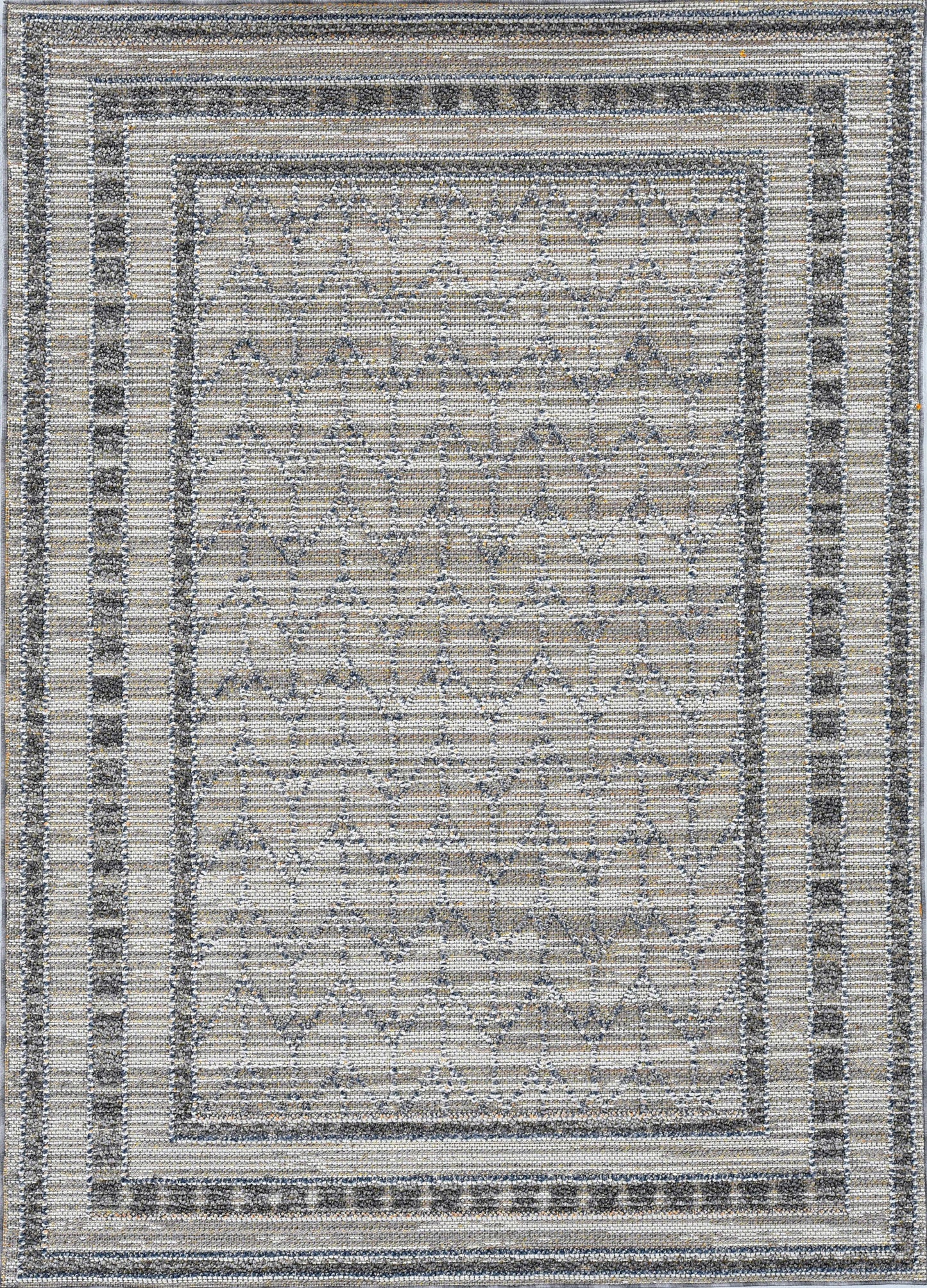 2' X 8' Grey Bordered Runner Rug